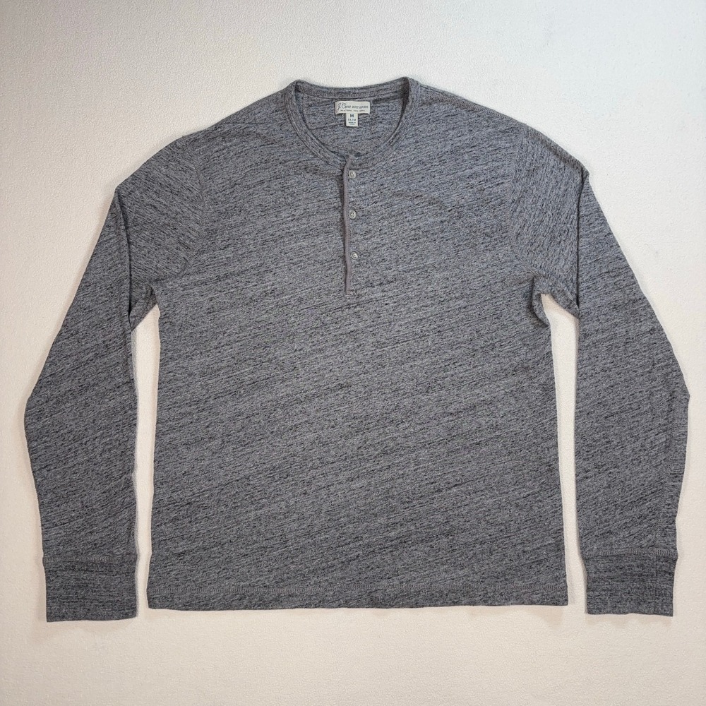 J.Crew Henley Shirt Men's M Heathered Gray Slim Fit 100% Cotton Knit Goods 95497